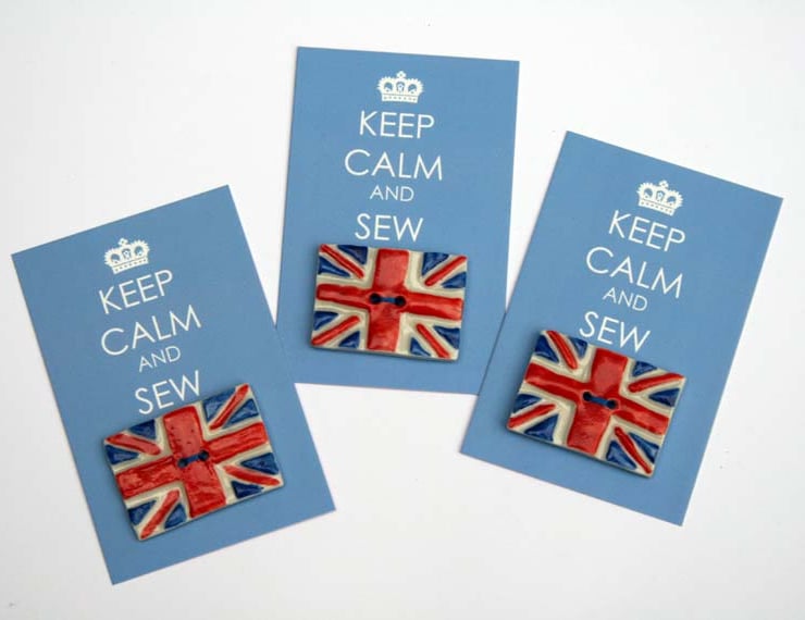 Handmade Union jack buttons - Keep calm - Briti... - Folksy