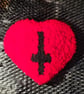 Red Heart Punch Needle with Cross Gothic Desk Rug Mug Rug or Mouse Mat  - Image 1