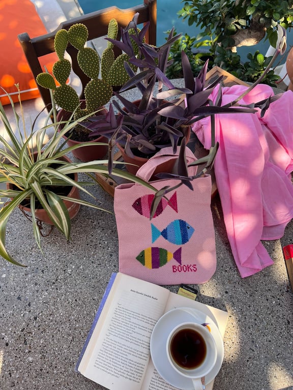 Beautiful Hand-made Book Bag (Fish Design)