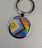 Progress Pride Flag Keychain - Pride Themed - Large Resin Topped Keyring