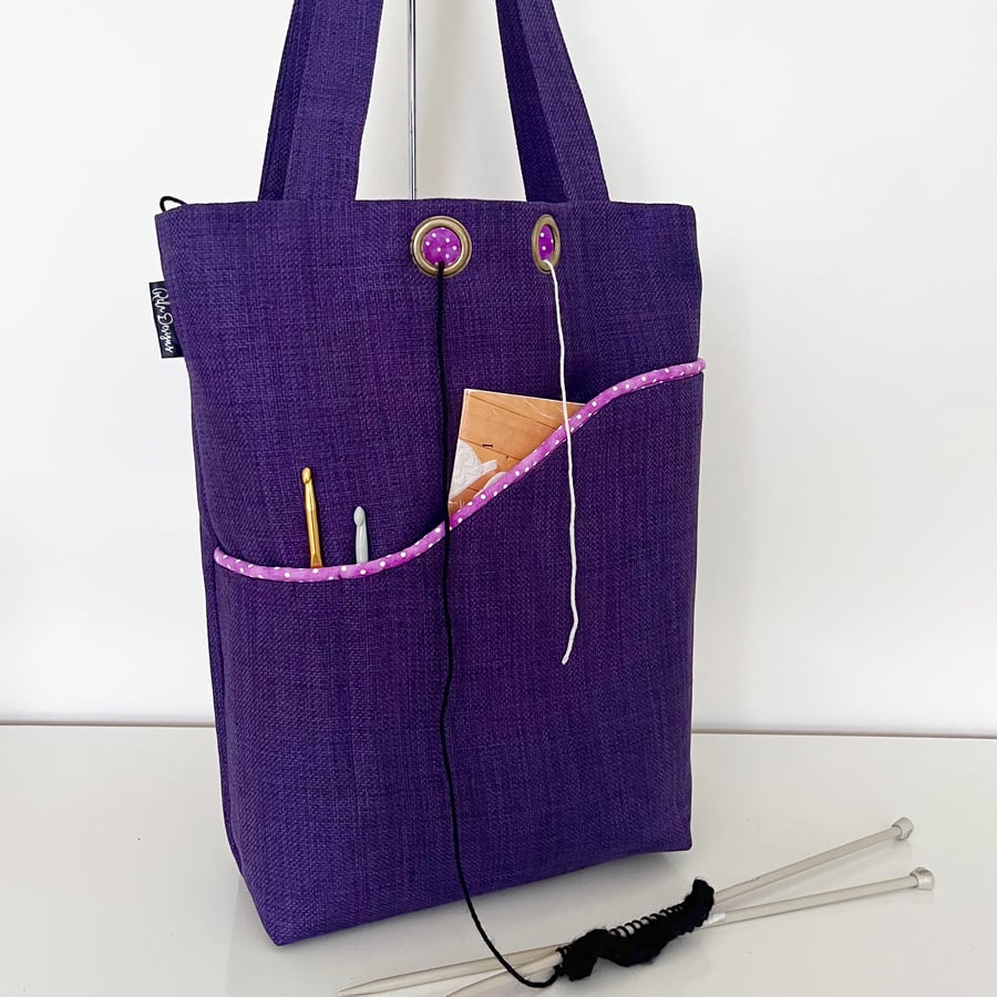 Knitting crocheting project bags purple