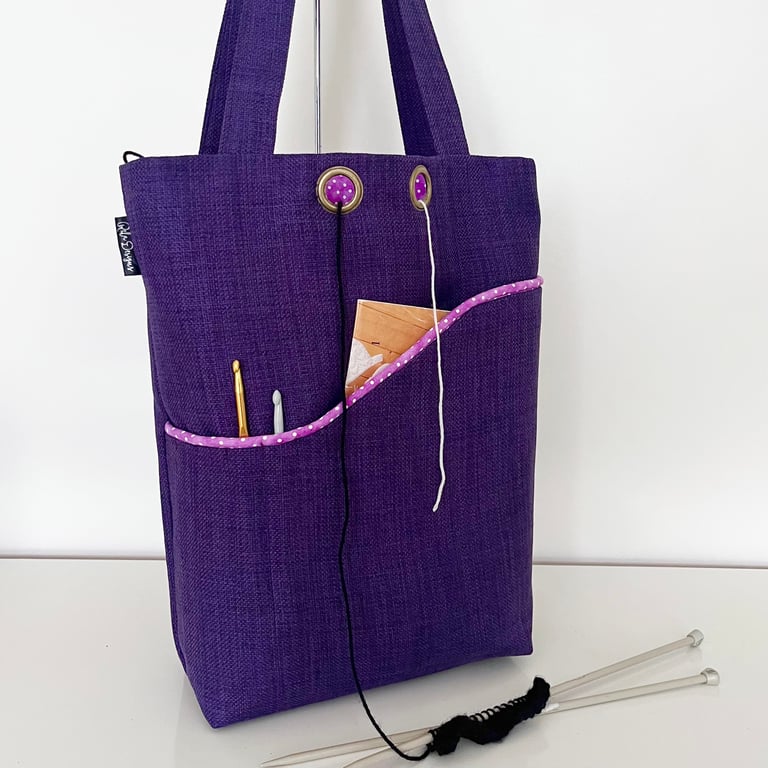 Knitting crocheting project bags purple