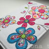 embroidered fabric sketchbook cover