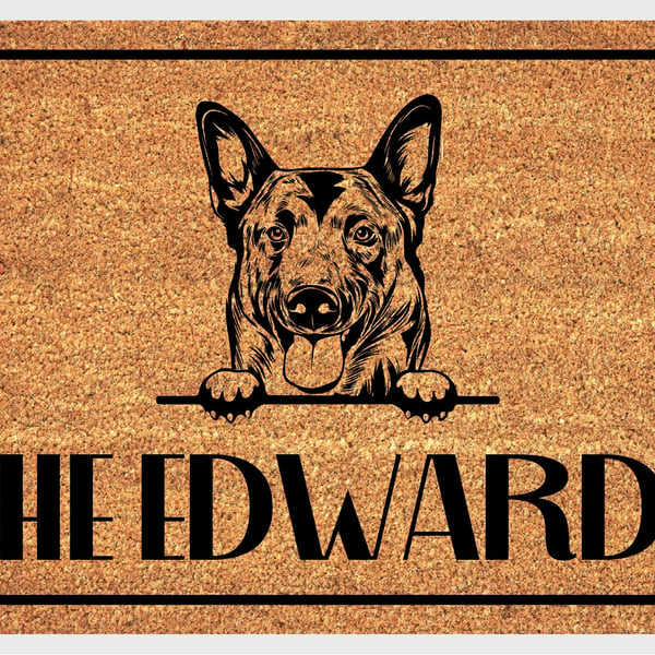 Belgian Malinois Door Mat - Personalised Belgian Malinois Welcome Mat - 3 Sizes