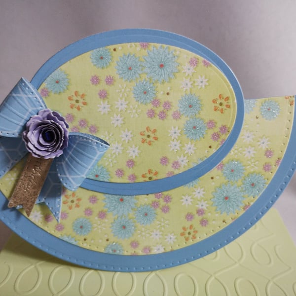 Floral Hat Rocker Birthday Card with Box-elope 