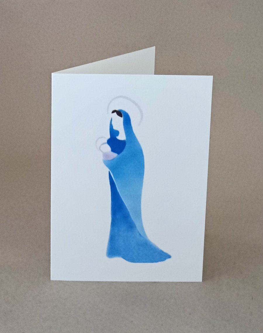 Madonna handmade Christmas card, blank inside for your own message