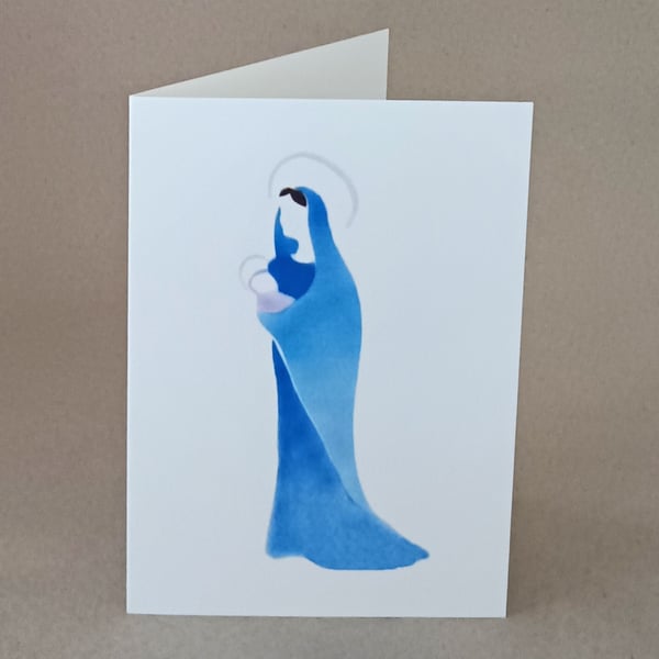 Madonna handmade Christmas card, blank inside for your own message