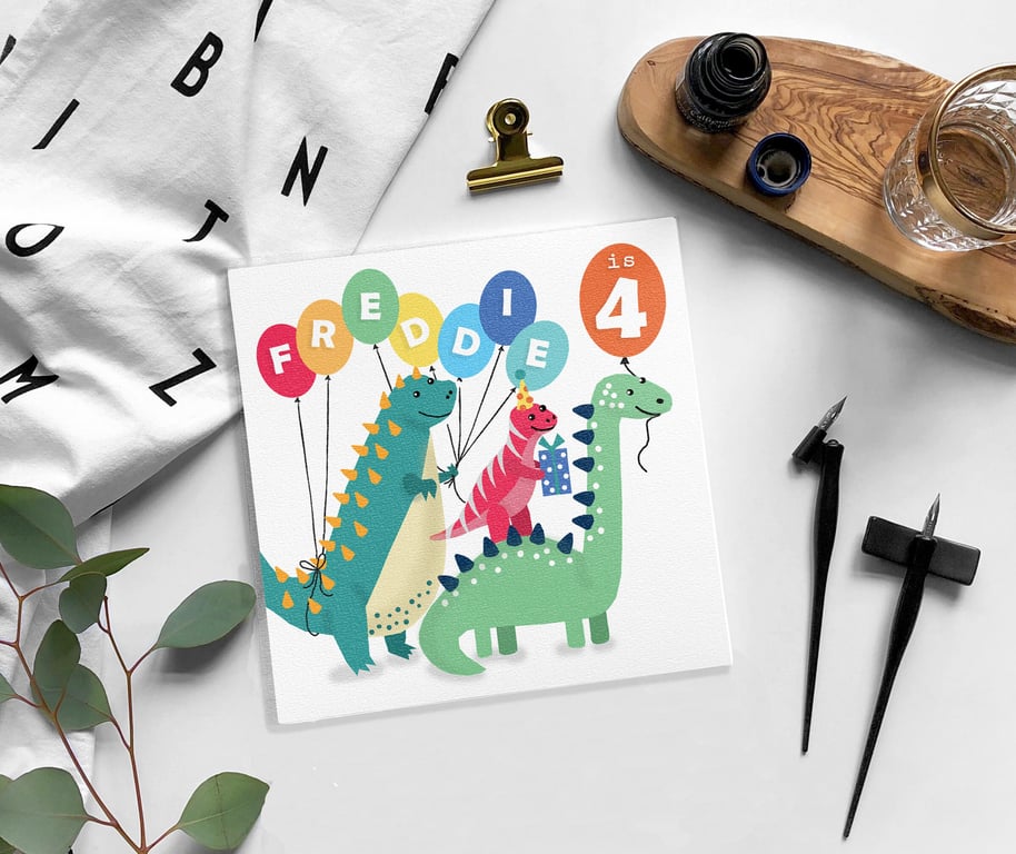 Personalised Dinosaur Age Card -  kids birthday - childrens birthday