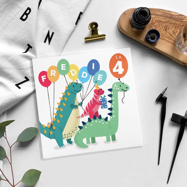 Personalised Dinosaur Age Card -  kids birthday - childrens birthday
