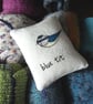 freehand embroidered lavender bag sachet hanging decoration BLUE TIT - Image 10