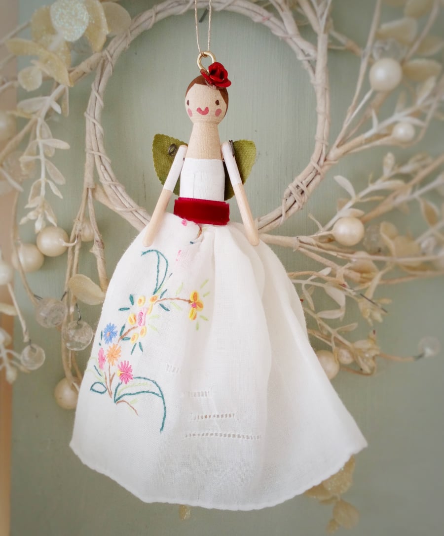 Handmade peg doll fairy decoration