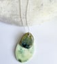 Handmade organic ceramic necklace double pendant with Sterling Silver Chain 