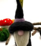 Handmade Halloween Needle Felted Wizard Gonk. White Beard Lavender Accents OOAk - Image 5