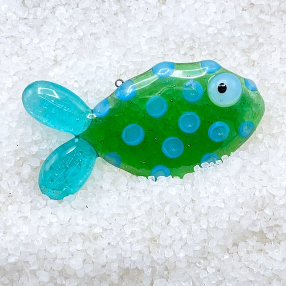 Spotty Fused Glass Fish Decoration