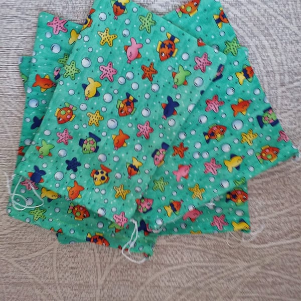 Pack of Four Fish Drawstring Bags