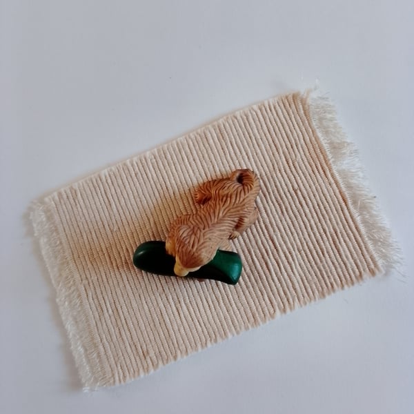 Dolls house handmade miniature rug 1:12 scale beige ecru bamboo