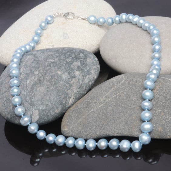 Light Blue Freshwater Pearl Necklace
