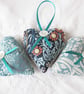 SET OF 3 WILLIAM MORRIS LAVENDER BAGS - HEART SHAPED - Image 1