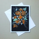 Hand painted original floral art greetings card ( ref FA 500 B1 )