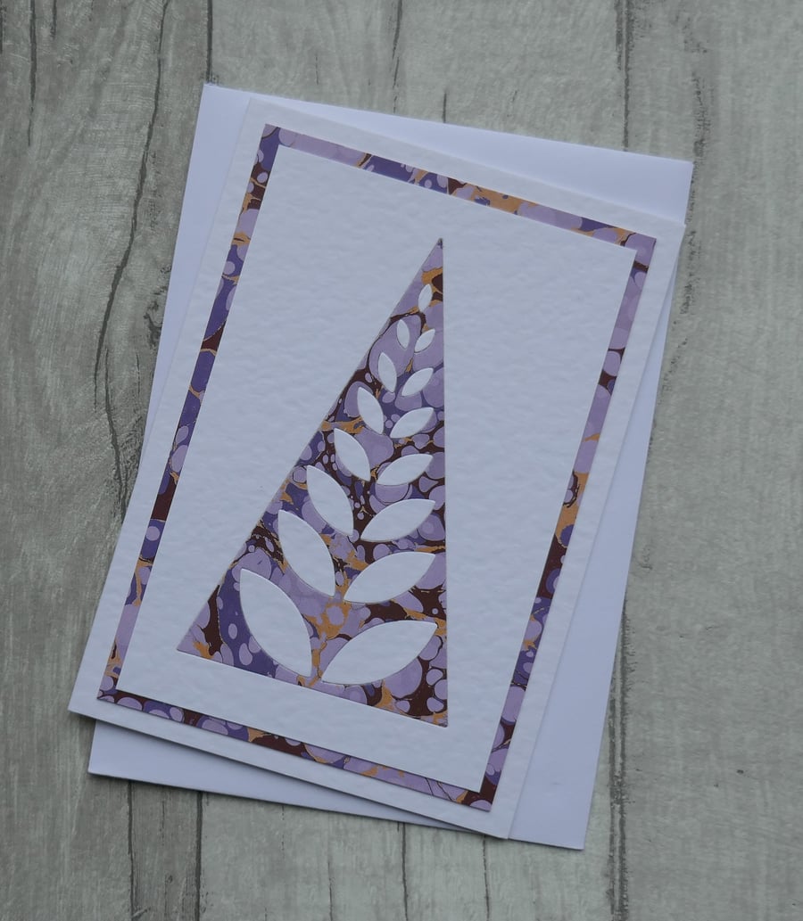 Modern Lilac, Gold and Brown Christmas Tree - Upcycled Christmas Card