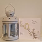 LOVE Valentine's card handmade fabric neutral LOVE