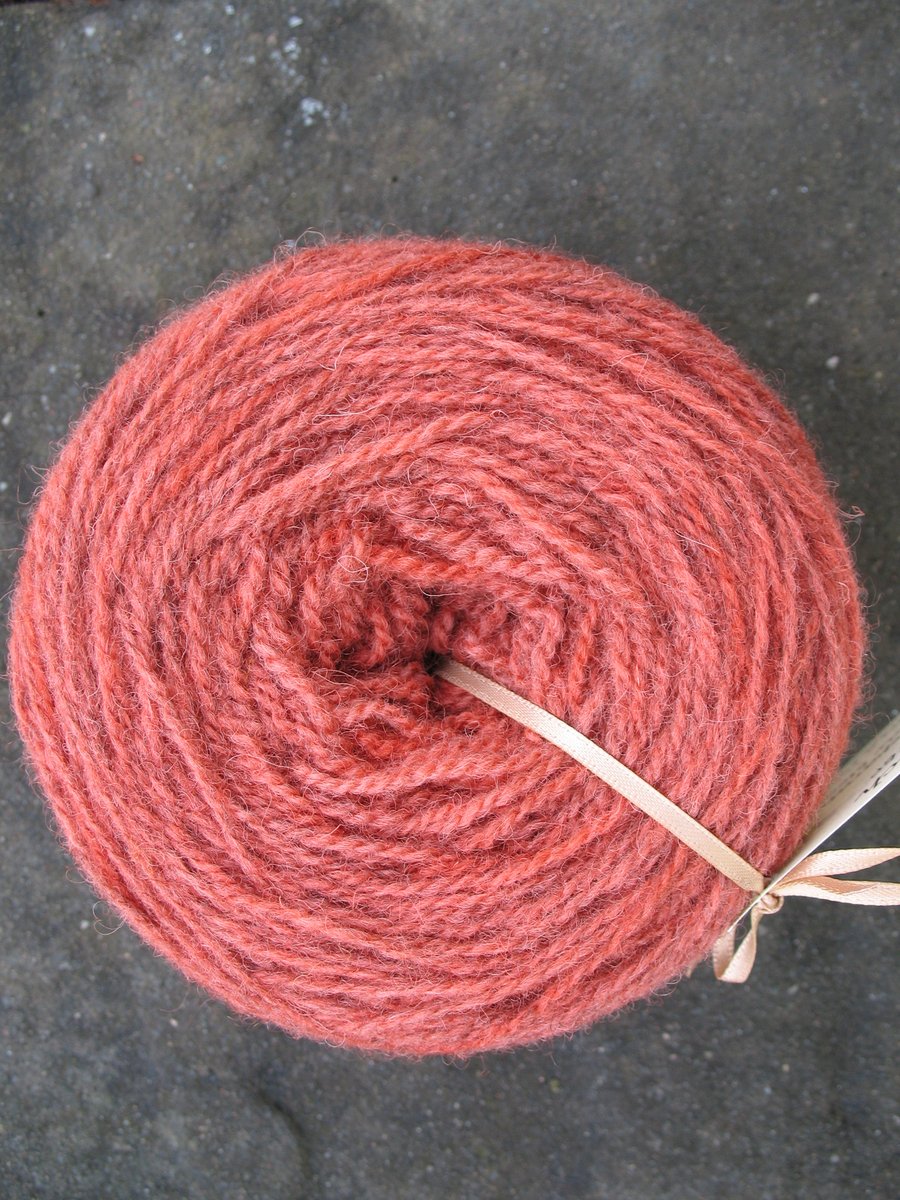 Hand-dyed Pure Jacob Double Knitting (Sport) Wool Peach 100g