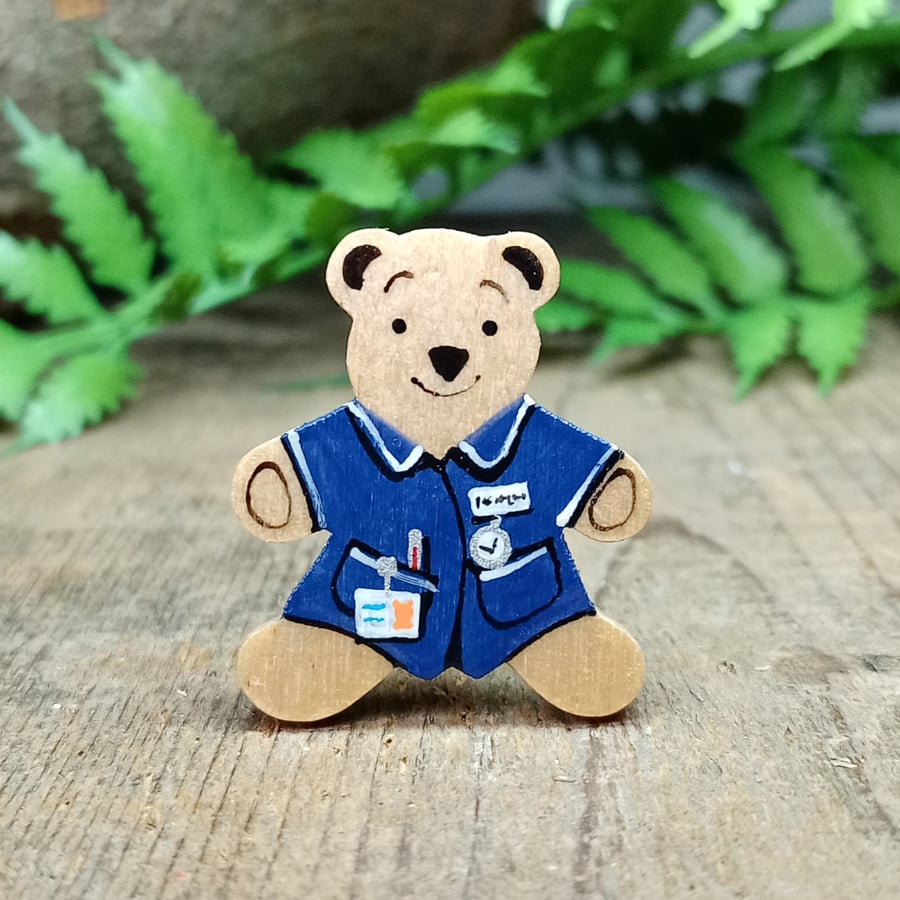 Nurse Badge, Handmade Nurse Teddy Bear Pin, Nurse Graduation, Thank You Gift