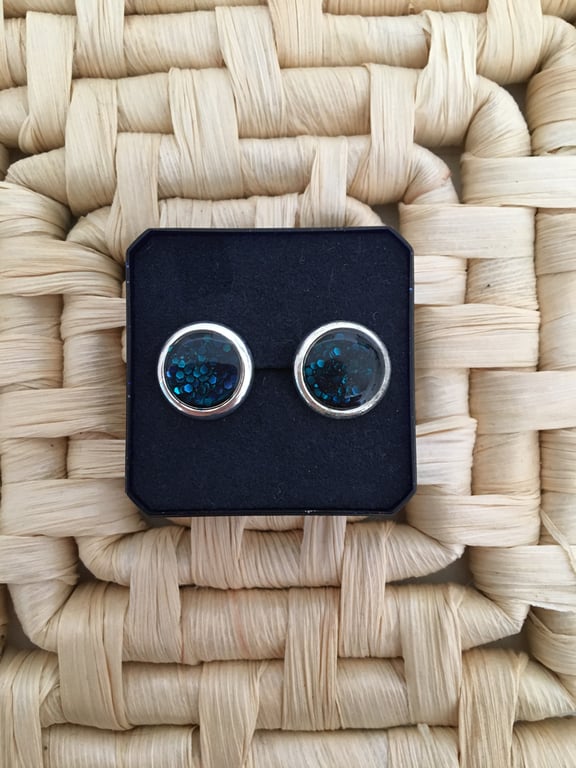 Glittering Teal Studs