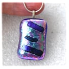 Lilac Diagonals 251 Dichroic Glass Pendant silver plated chain