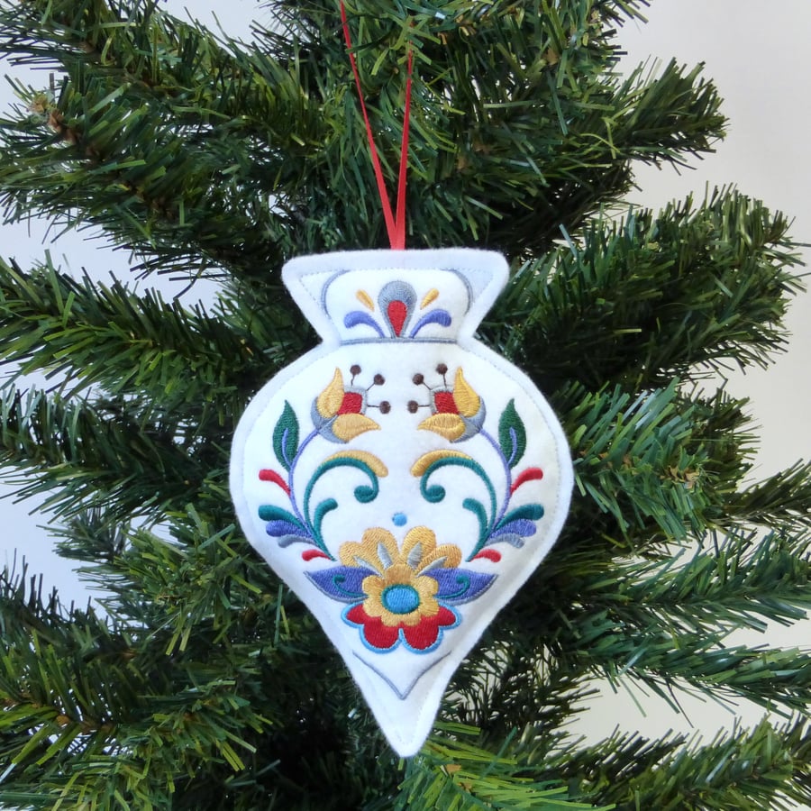 Christmas Ornament decoration, embroidered