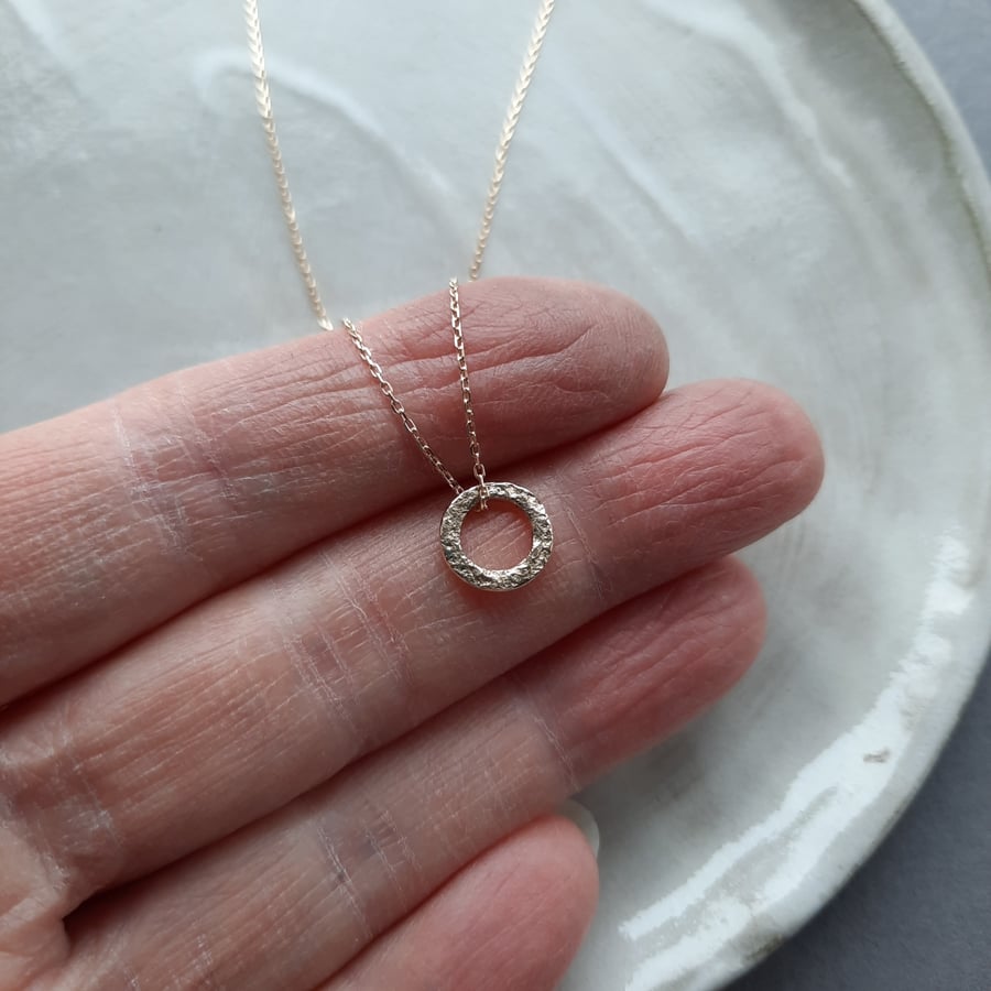 Tiny Recycled Gold Circle Pendant