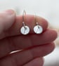Recycled Silver Circle Earrings With Leaf Pattern - Image 4