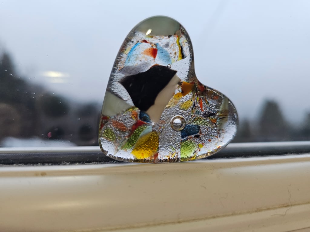 Fused Glass Pocket Heart - Eco heart