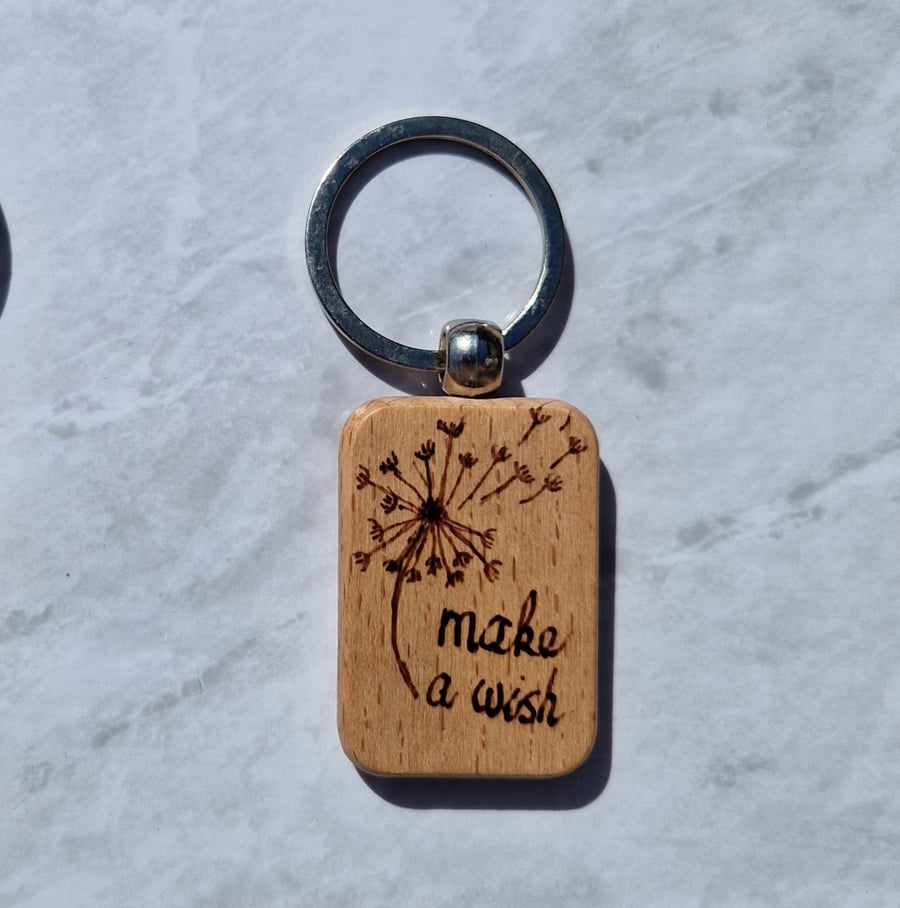 Dandelion make a wish keyring
