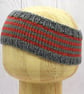 Hand Knitted Toddler Headband – Grey & Orange – 12–36 months - Image 4