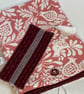 Book sleeve and bookmark. Gift for book-lover. Coral and burgundy.