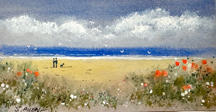 Summer Beach watercolour painting by Stephen Allen 