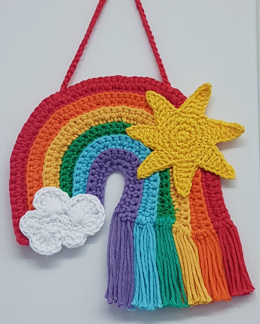 Crochet hanging rainbow