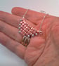 Hand Sewn Metallic Pink and Silver Beaded Pyramid Necklace, Gift for Her - Image 2