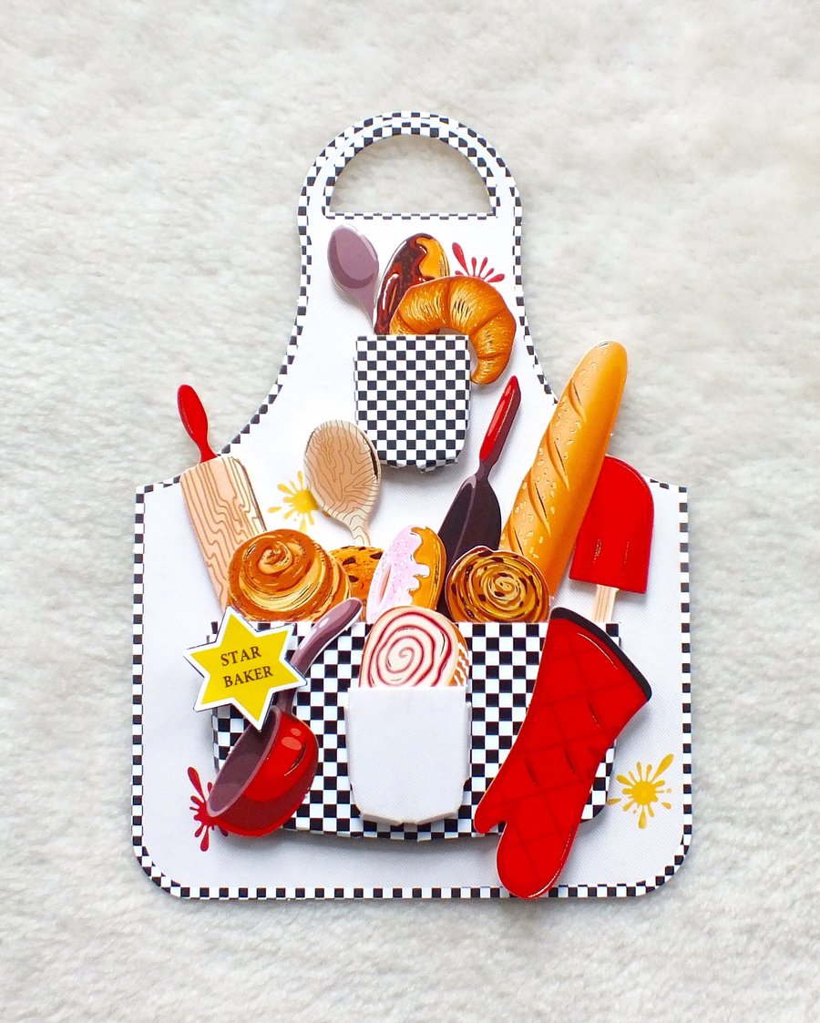 Handmade Star Baker's Apron Birthday Card