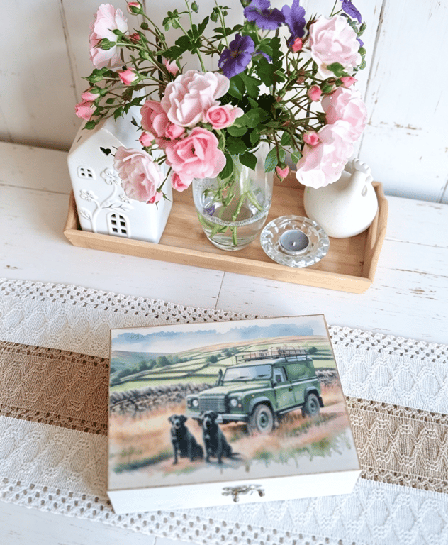 Land-rover Labrador Pine Wooden Trinket Box