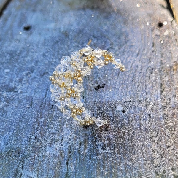 Gold Crystal Moon Wedding Hairpin