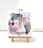 Small Abstract Art On Canvas. Pinks, blues,golds. Harmonising colourful painting