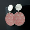 Colour circle drop earrings - coral shell