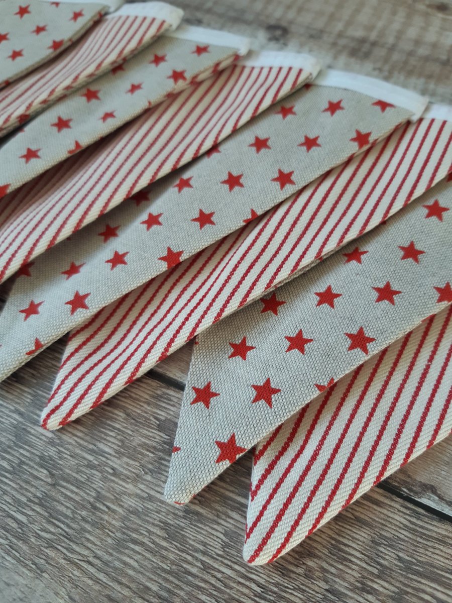 Red Star & Stripe Fabric Bunting