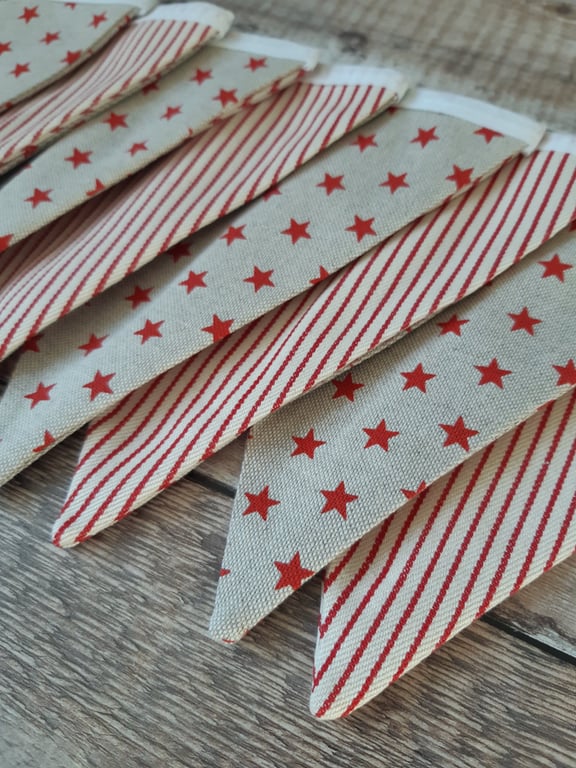 Red Star & Stripe Fabric Bunting