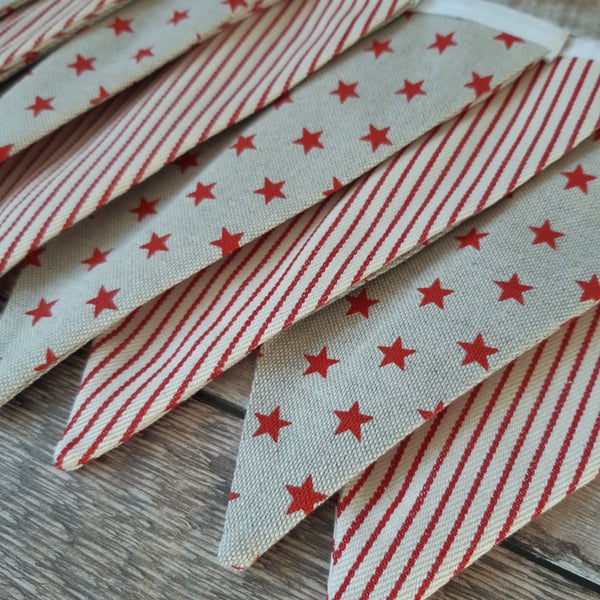 Red Star & Stripe Fabric Bunting