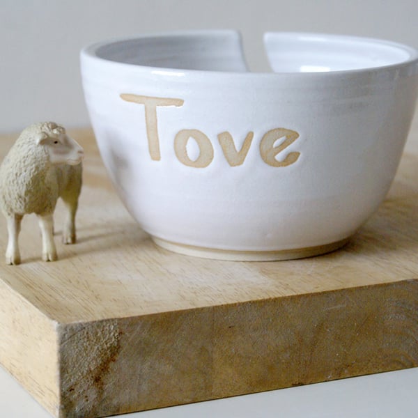 Made to Order - Stoneware little star yarn bowl with your own message