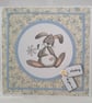 Handmade Thinking of you card - bunny with flower - Image 1
