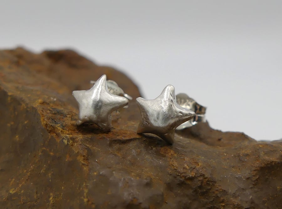Recycled Sterling Silver Shooting Stars Stud Earrings.